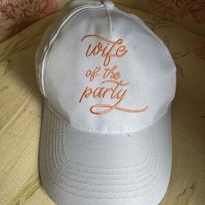 “Wife of the Party” Embroidered Baseball Cap – White, One Size